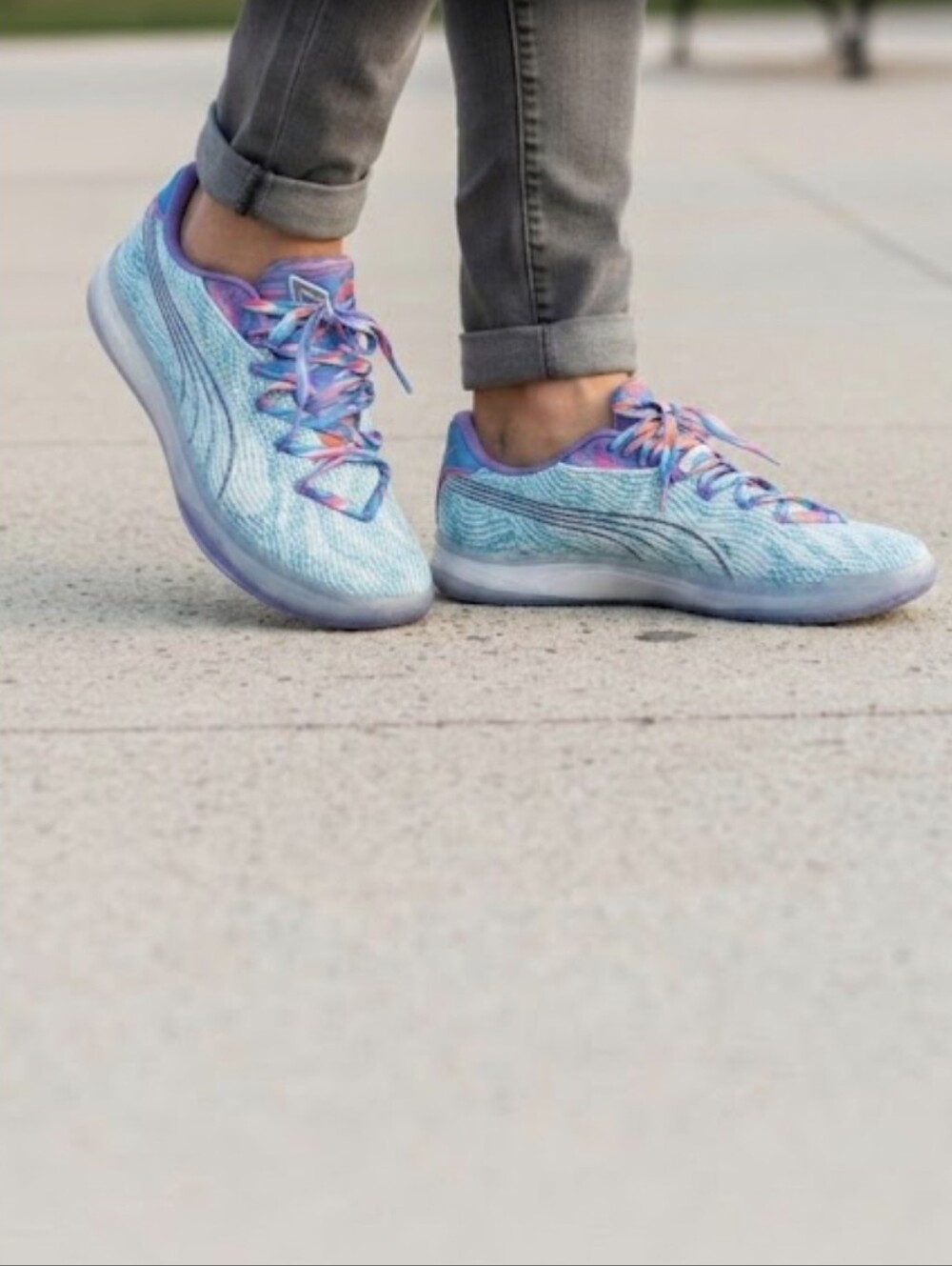 PUMA Women's Knit Athletic Sneakers Teal BluePurple Mulcolor Laces NWOB 6.5 8.5